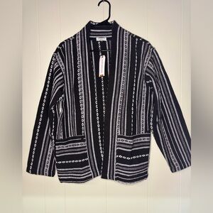 Striped Black and White Women's Cardigan Earthbound Trading NWT